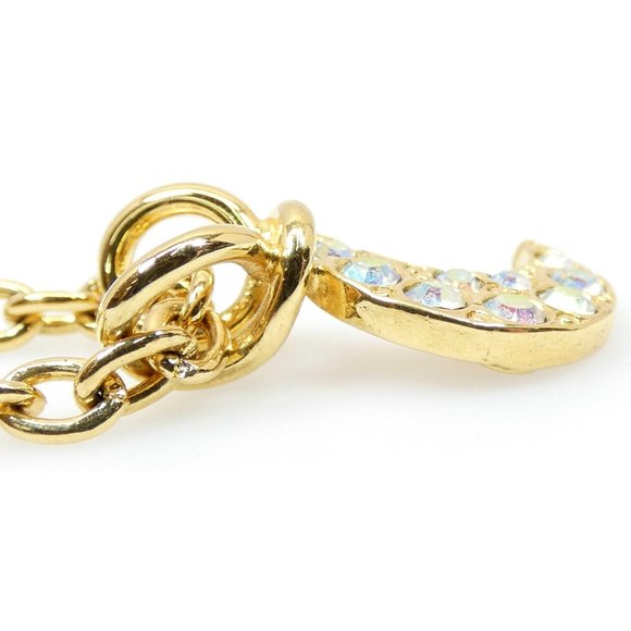 Dainty Signed Kirks Folly Gold Tone Crescent Moon Pendant Necklace Retired - Picture 11 of 12